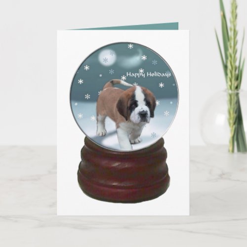 Saint Bernard Puppy Christmas Gifts Holiday Card