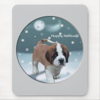 Saint Bernard Puppy Christmas Gifts Mouse Pad