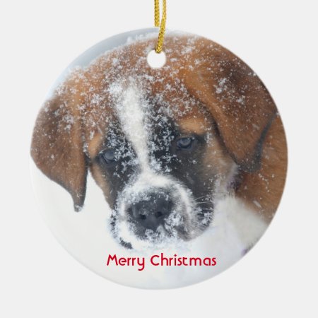 Saint Bernard Puppy Round Ornament