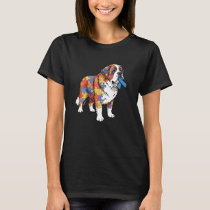 Saint Bernard Puzzle Autism Awareness Autistic Wom T-Shirt