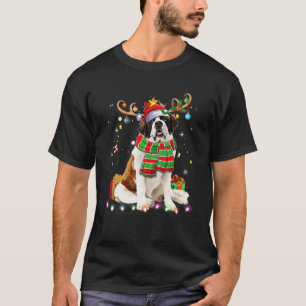 Saint Bernard Reindder Santa Hat Christmas Tree Li T-Shirt