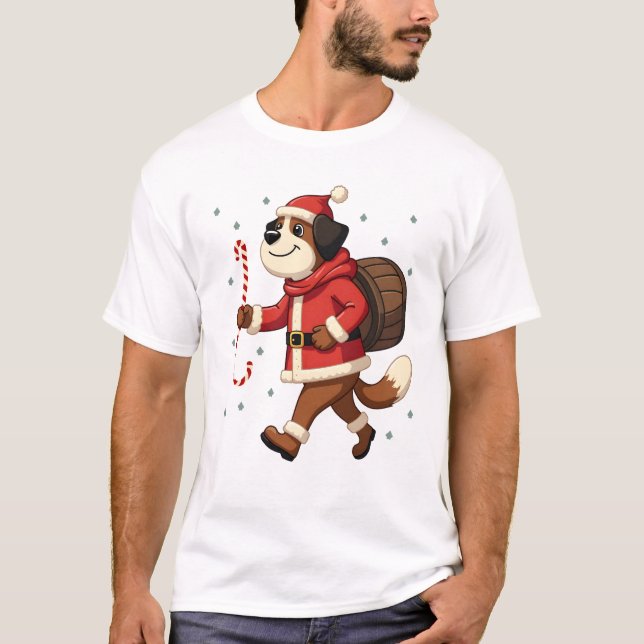 Saint Bernard Rescue Christmas T-Shirt (Front)