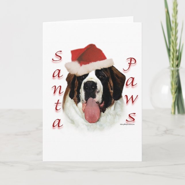 Saint Bernard Santa Paws Holiday Card (Front)
