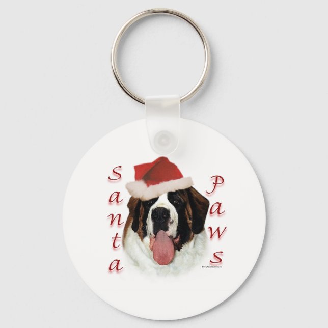 Saint Bernard Santa Paws Keychain (Front)