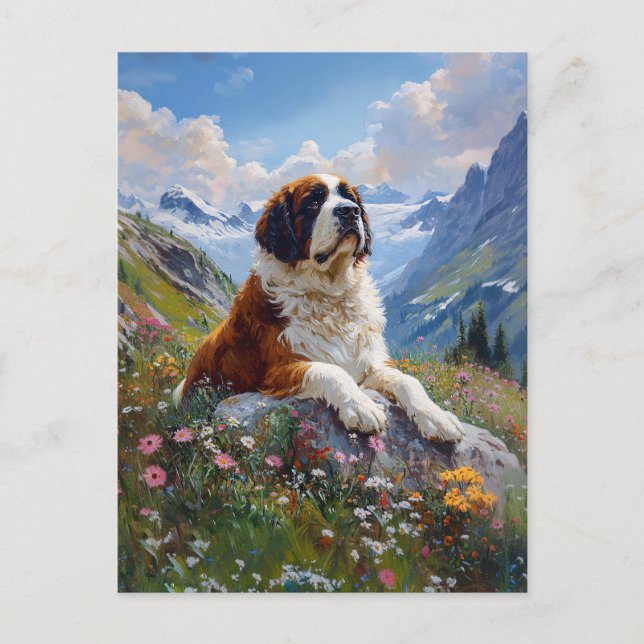 Saint Bernard Scenic Wildflower Field Postcard (Front)