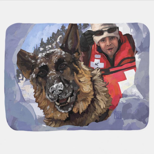 Saint Bernard Search and Rescue Art Baby Blanket (Horizontal)