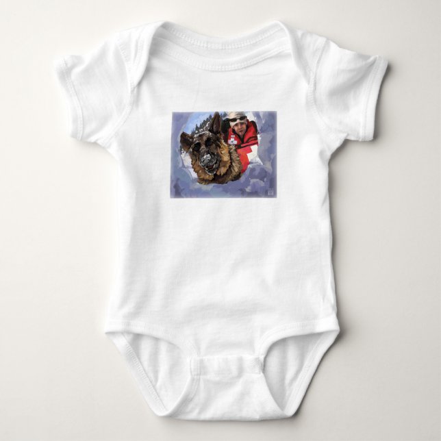 Saint Bernard Search and Rescue Art Baby Bodysuit (Front)