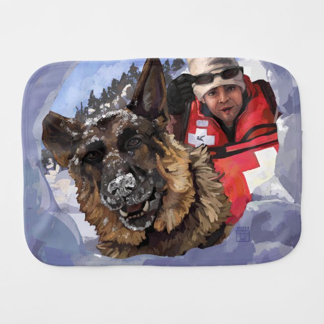 Saint Bernard Search and Rescue Art Burp Cloth (Front Horizontal)
