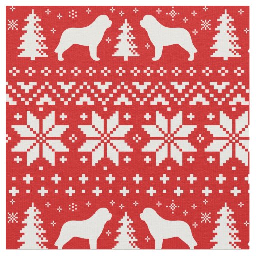 Saint Bernard Silhouettes Christmas Holiday Xmas Fabric