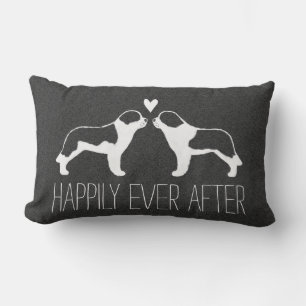 Saint Bernard Silhouettes with Heart and Text Lumbar Pillow