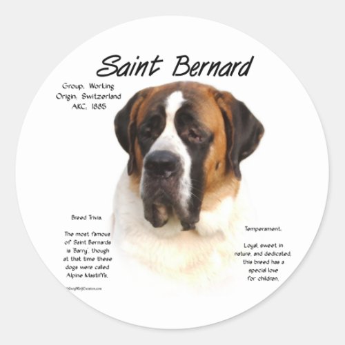 Saint Bernard smooth History Design Classic Round Sticker