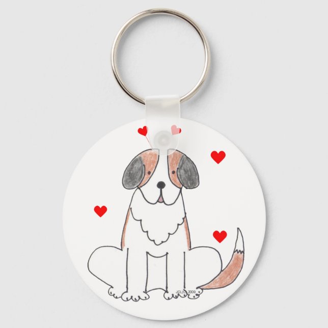 Saint Bernard Valentine Ears Keychain (Front)
