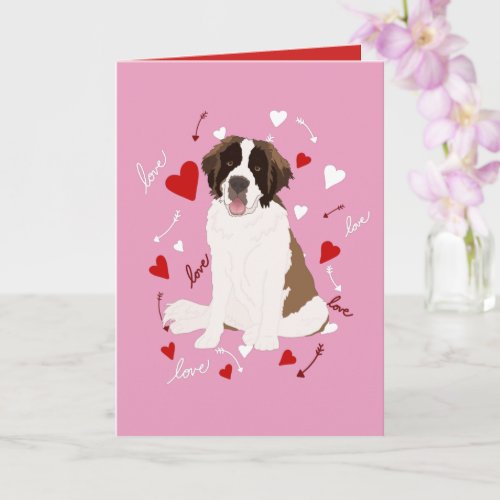 Saint Bernard Valentines Day  Card