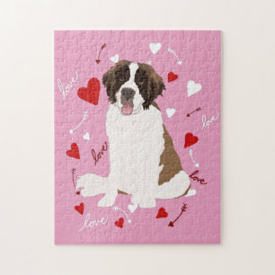 Saint Bernard Valentines Day Jigsaw Puzzle