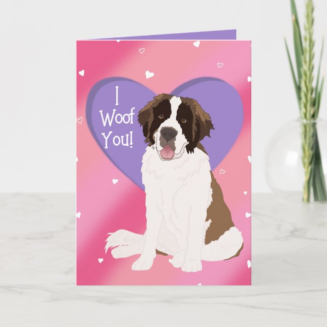 Saint Bernard Valentines Day  Thank You Card (Front)