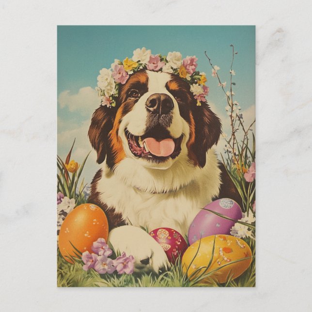 Saint Bernard Vintage Easter Postcard (Front)