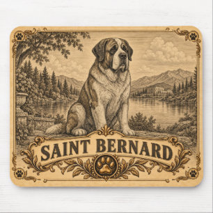 Saint Bernard, Vintage Heritage Dog Mouse Pad