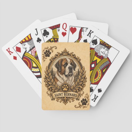 Saint Bernard, Vintage Heritage Dog Poker Cards