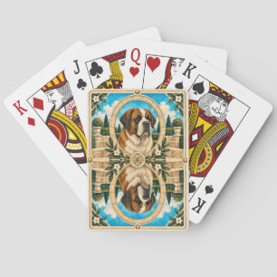 Saint Bernard, Vintage Watercolor Dog Art Poker Cards
