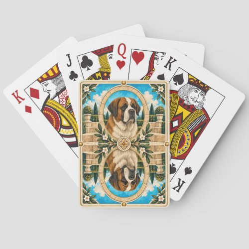 Saint Bernard, Vintage Watercolor Dog Art Poker Cards