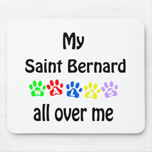 Saint Bernard Walks Design Mouse Pad (Front)