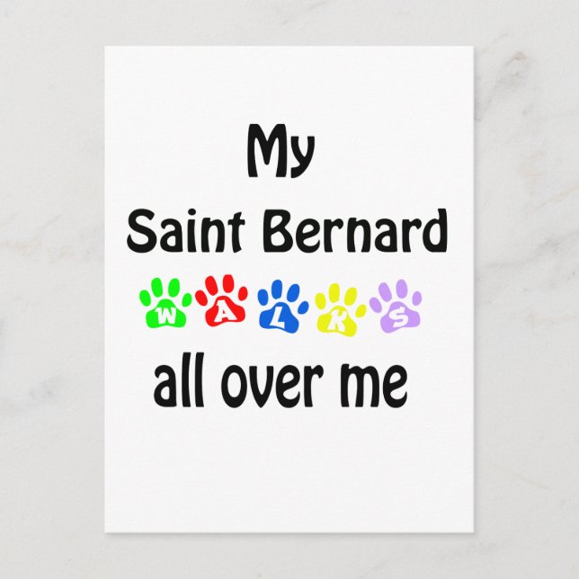 Saint Bernard Walks Design Postcard (Front)