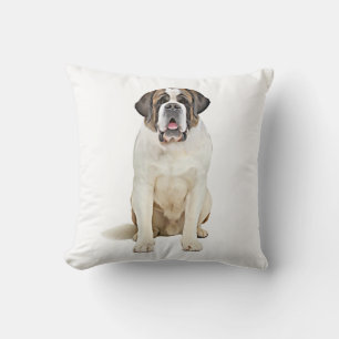 Saint Bernard Water Color Art Painting Throw Pillow