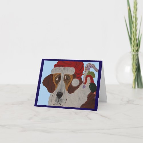 Saint Bernard with an elf Card