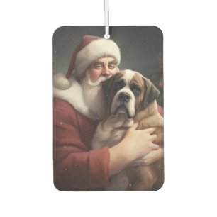 Saint Bernard With Santa Claus Festive Christmas Air Freshener