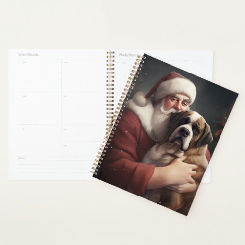 Saint Bernard With Santa Claus Festive Christmas Planner