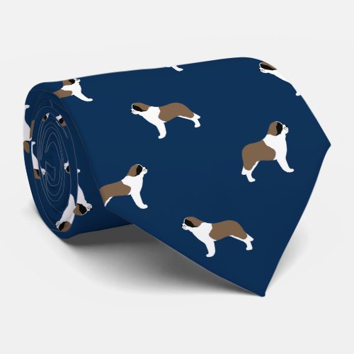 Saint Bernards Pattern Blue  Dog Lovers Neck Tie