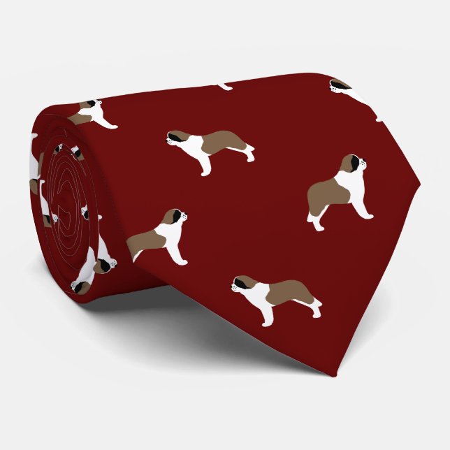Saint Bernards Pattern Red | Dog Lover's Neck Tie (Rolled)