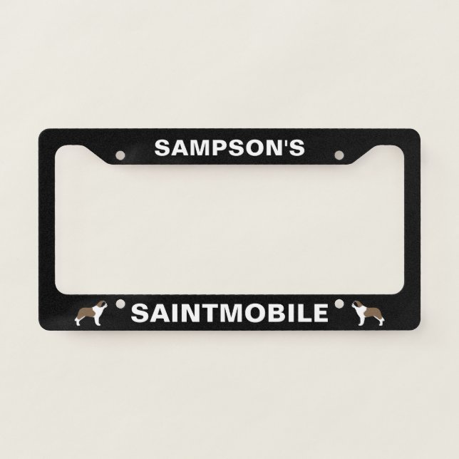 Saint Bernards Saintmobile Custom Dog Breed License Plate Frame (Front)