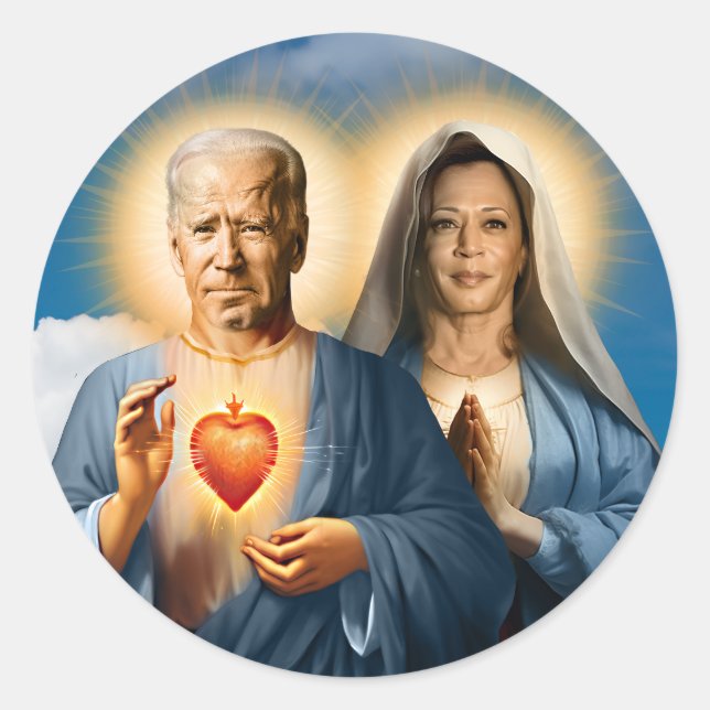 Saint Biden Harris Prayer Candle Classic Round Sticker (Front)
