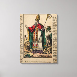 Saint Blaise. Coloured lithograph v Canvas Print
