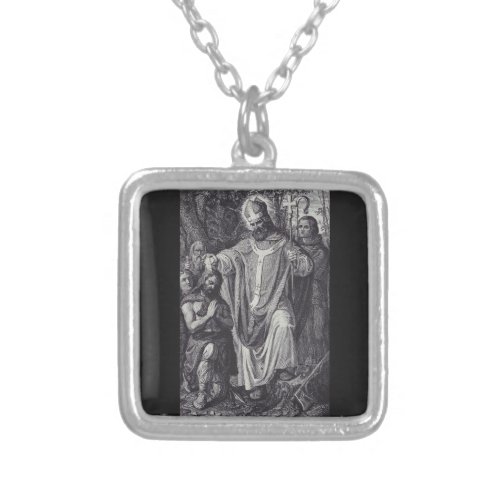 Saint Boniface English Benedictine monk Silver Plated Necklace