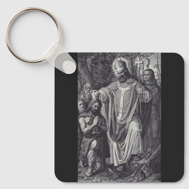 Saint Boniface Premium Apostle of Germany Keychain (Front)