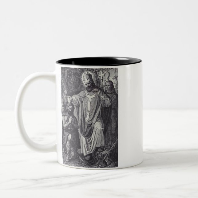 Saint Boniface Premium Apostle of Germany Two-Tone Coffee Mug (Left)
