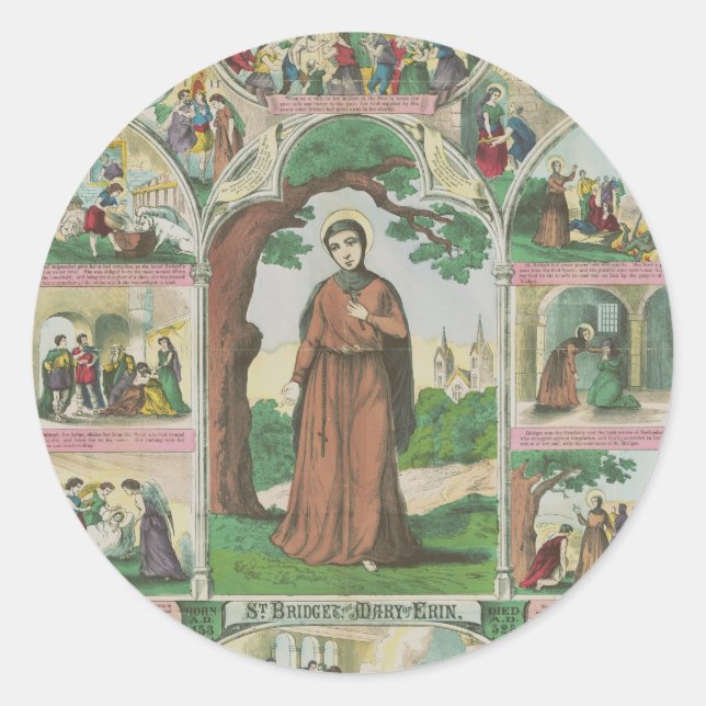 Saint Brigid of Ireland Classic Round Sticker (Front)
