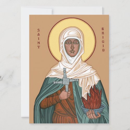 Saint Brigid with Cross and Holy Fire