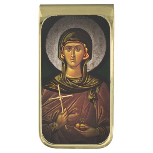 Saint Brigid with Holy Cross Gold Finish Money Clip