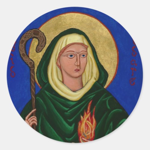 Saint Brigid with Holy Fire Classic Round Sticker