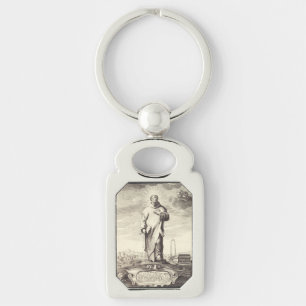 Saint Bruno of Cologne Antique Engraving Style Art Keychain
