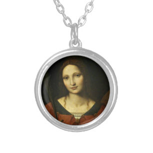 Saint Catherine of Alexandria (Bernardino Luini) Silver Plated Necklace