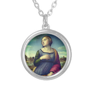 Saint Catherine of Alexandria by Raphael Silver Plated Necklace