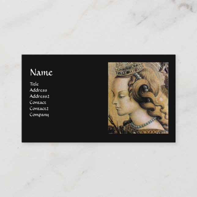 Saint Catherine of Alexandria Monogram black pearl Business Card (Front)
