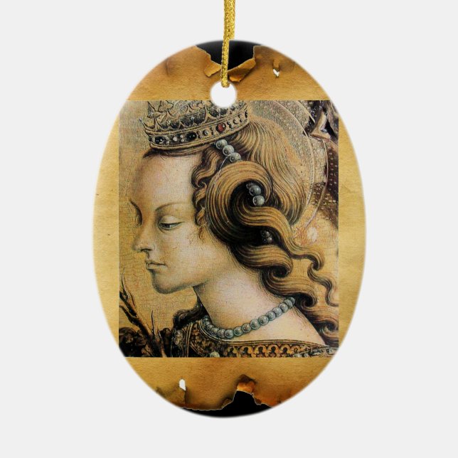 Saint Catherine of Alexandria , Parchment Ceramic Ornament (Front)
