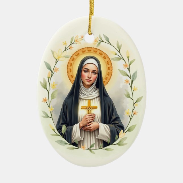  Saint Catherine of Siena Catholic Devotional Ceramic Ornament (Front)