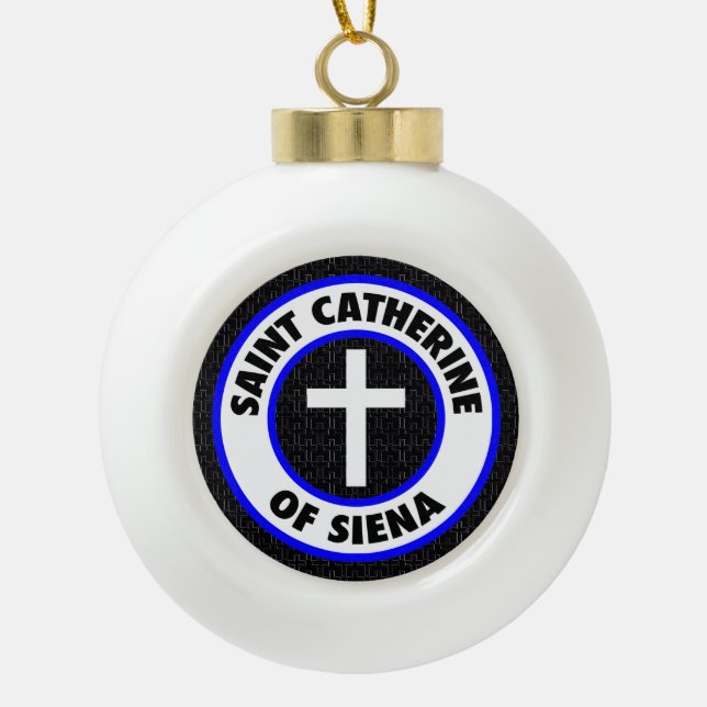 Saint Catherine of Siena Ceramic Ball Christmas Ornament (Front)
