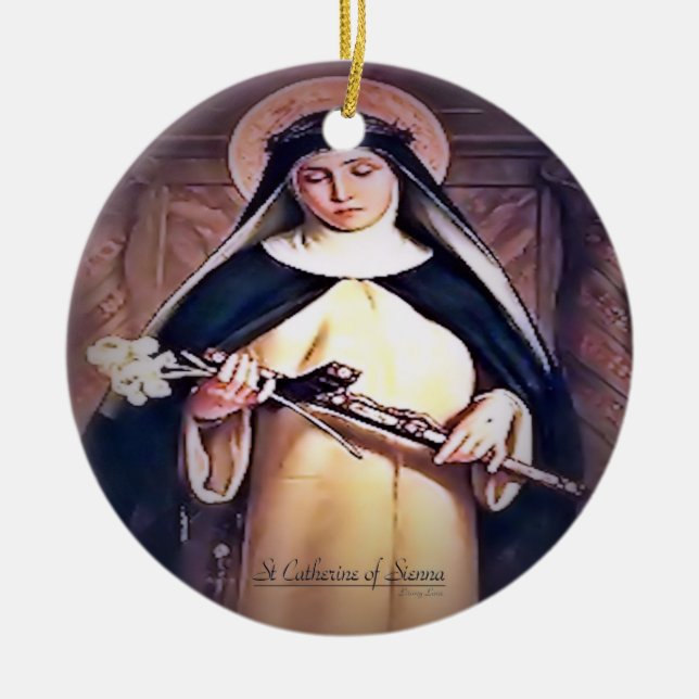 Saint Catherine of Sienna Ceramic Ornament (Front)